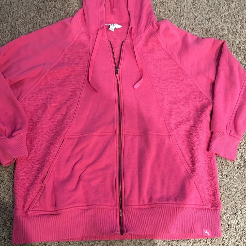 Vibrant Pink Hoodie with Zip Closure - Picture 2 of 5